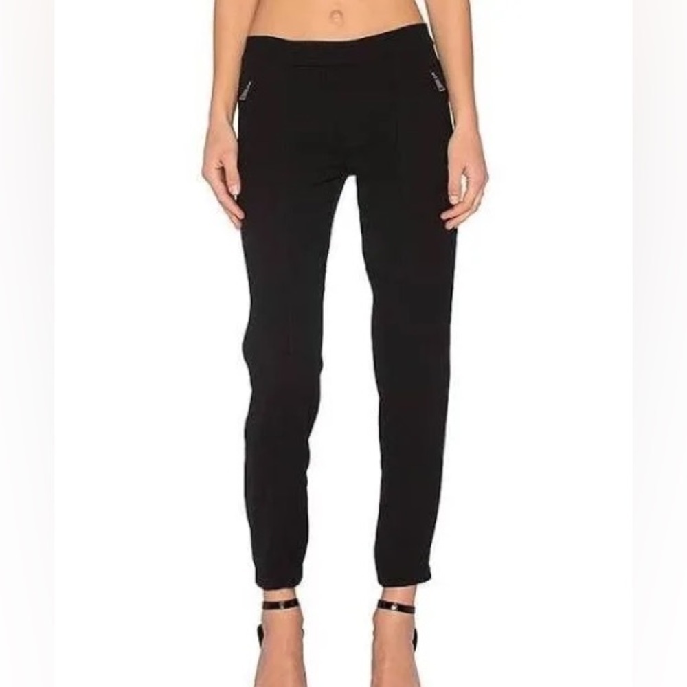 Vince Cargo Patchwork Pants Black Slim Fit Zipper Pockets Polyester Size 8